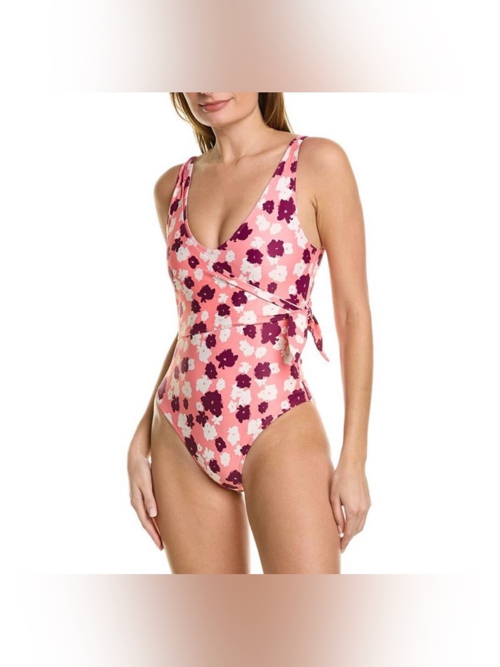 NWT Tanya Taylor Kelly Wrap One Piece Swim Swimsuit Pink Floral Medium